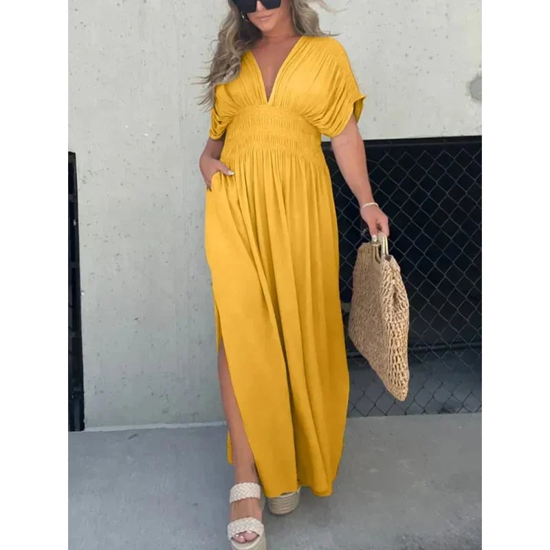 Magali Lucas™ Abito in chiffon con scollo a V e vita fissa