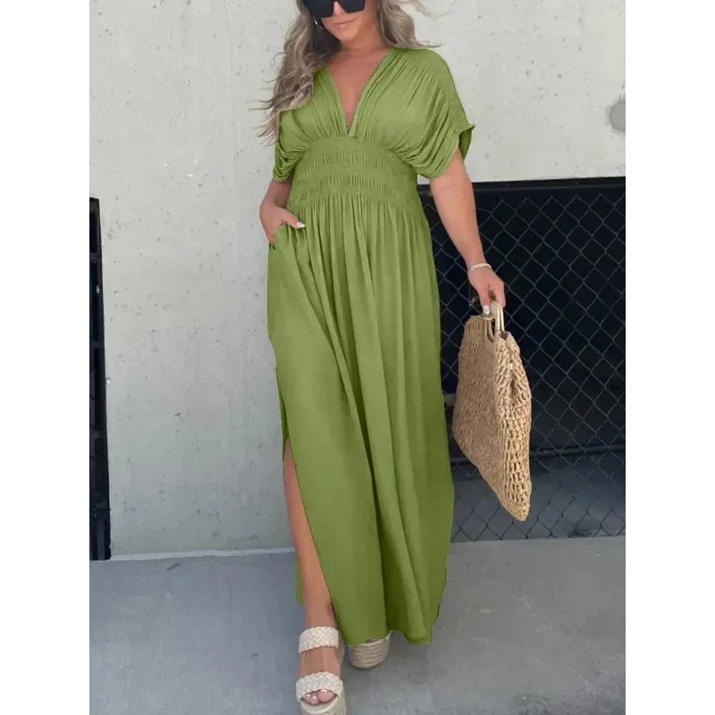 Magali Lucas™ Abito in chiffon con scollo a V e vita fissa