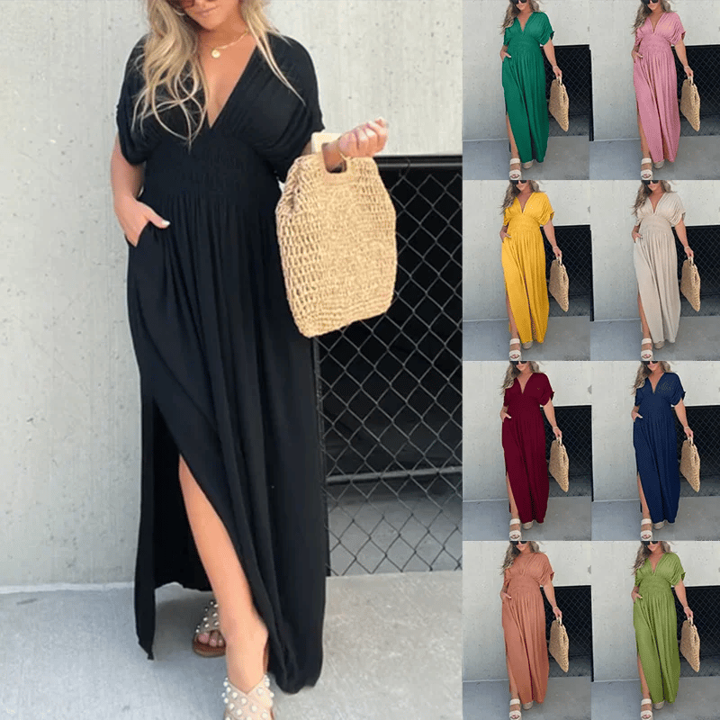 Magali Lucas™ Abito in chiffon con scollo a V e vita fissa
