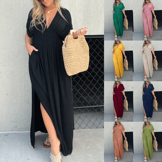 Magali Lucas™ Abito in chiffon con scollo a V e vita fissa