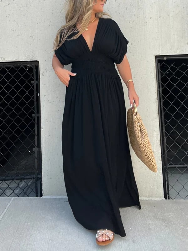 Magali Lucas™ Abito in chiffon con scollo a V e vita fissa