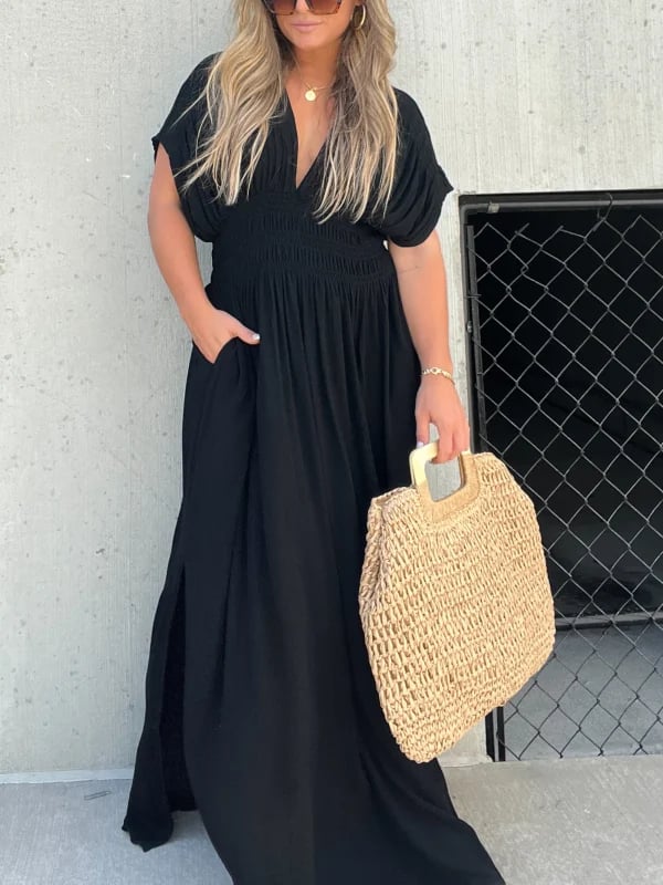 Magali Lucas™ Abito in chiffon con scollo a V e vita fissa