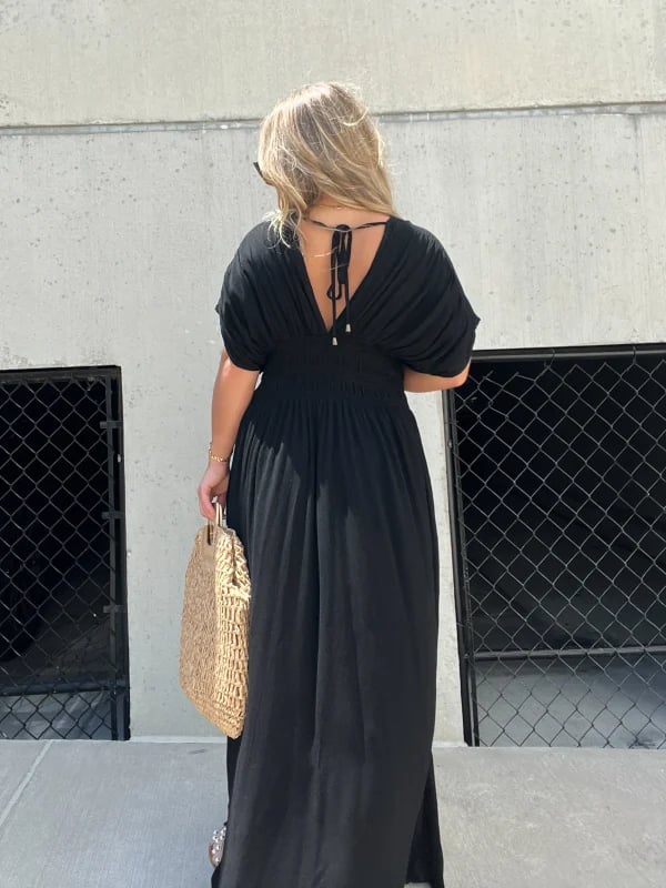 Magali Lucas™ Abito in chiffon con scollo a V e vita fissa