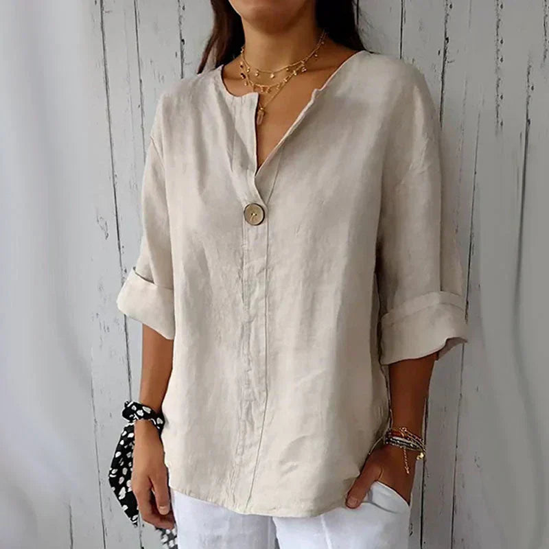 Mara Parco™ Camicia con scollo a V e bottoni