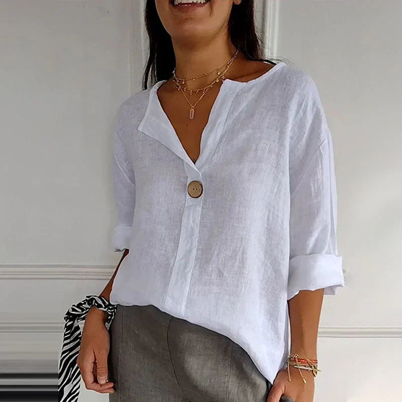 Mara Parco™ Camicia con scollo a V e bottoni