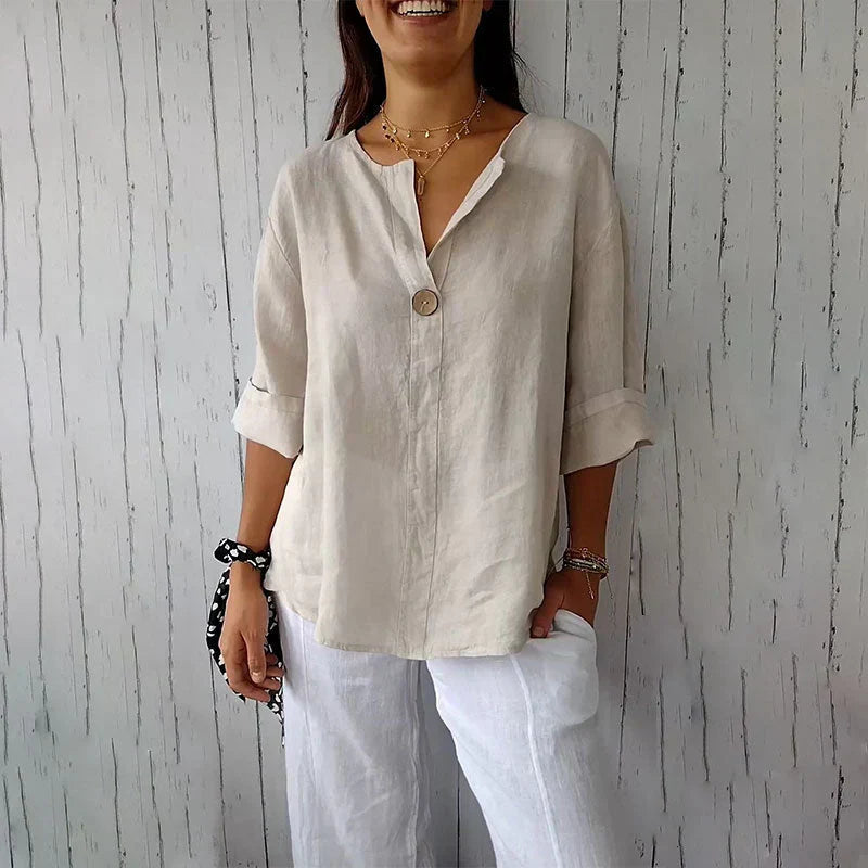 Mara Parco™ Camicia con scollo a V e bottoni