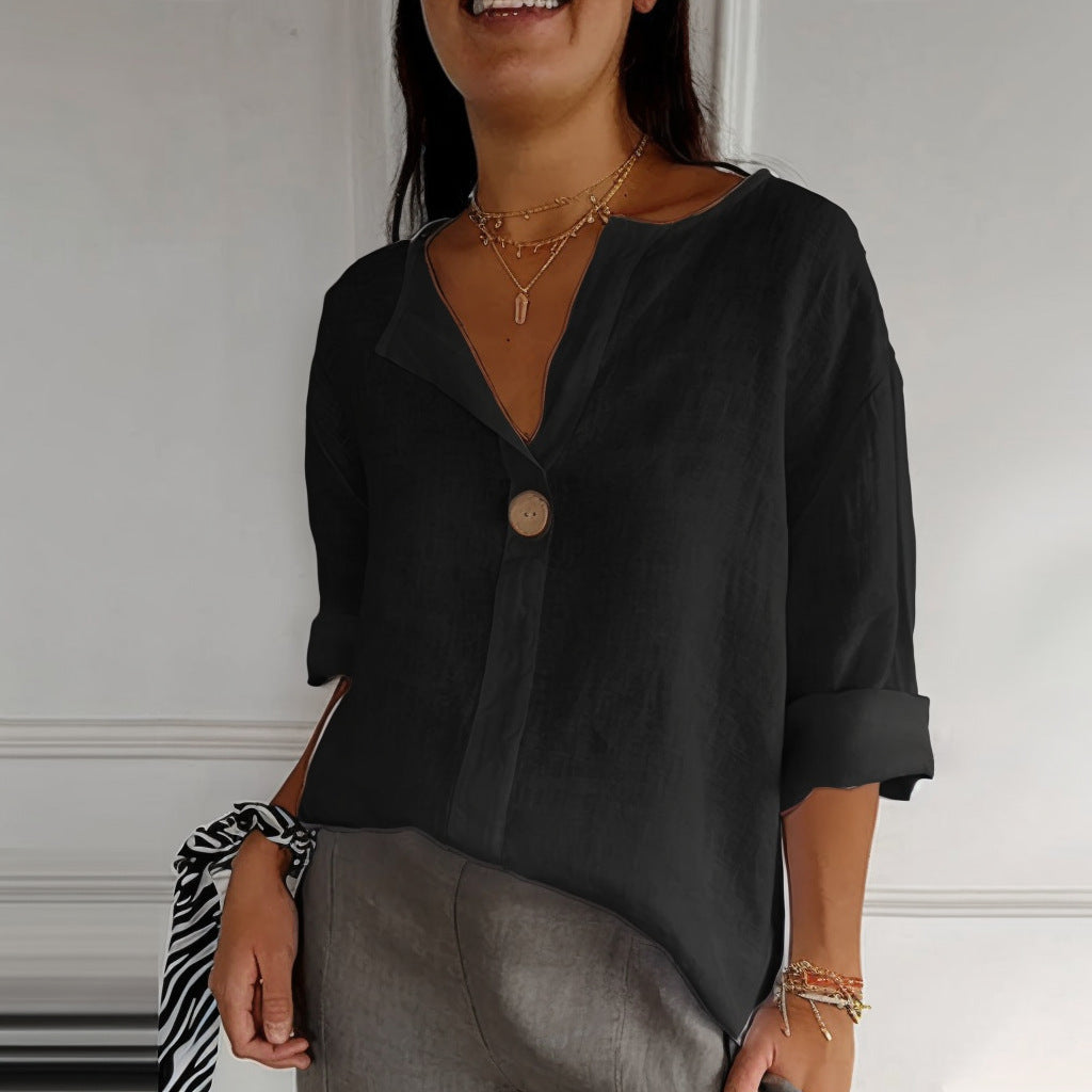 Mara Parco™ Camicia con scollo a V e bottoni