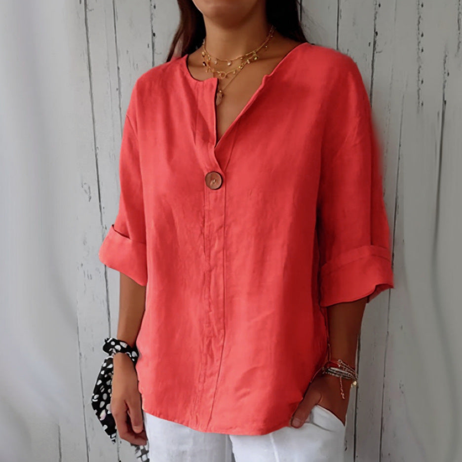 Mara Parco™ Camicia con scollo a V e bottoni