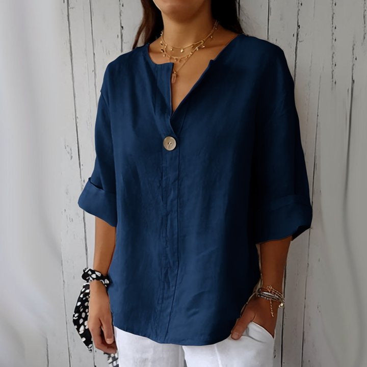 Mara Parco™ Camicia con scollo a V e bottoni