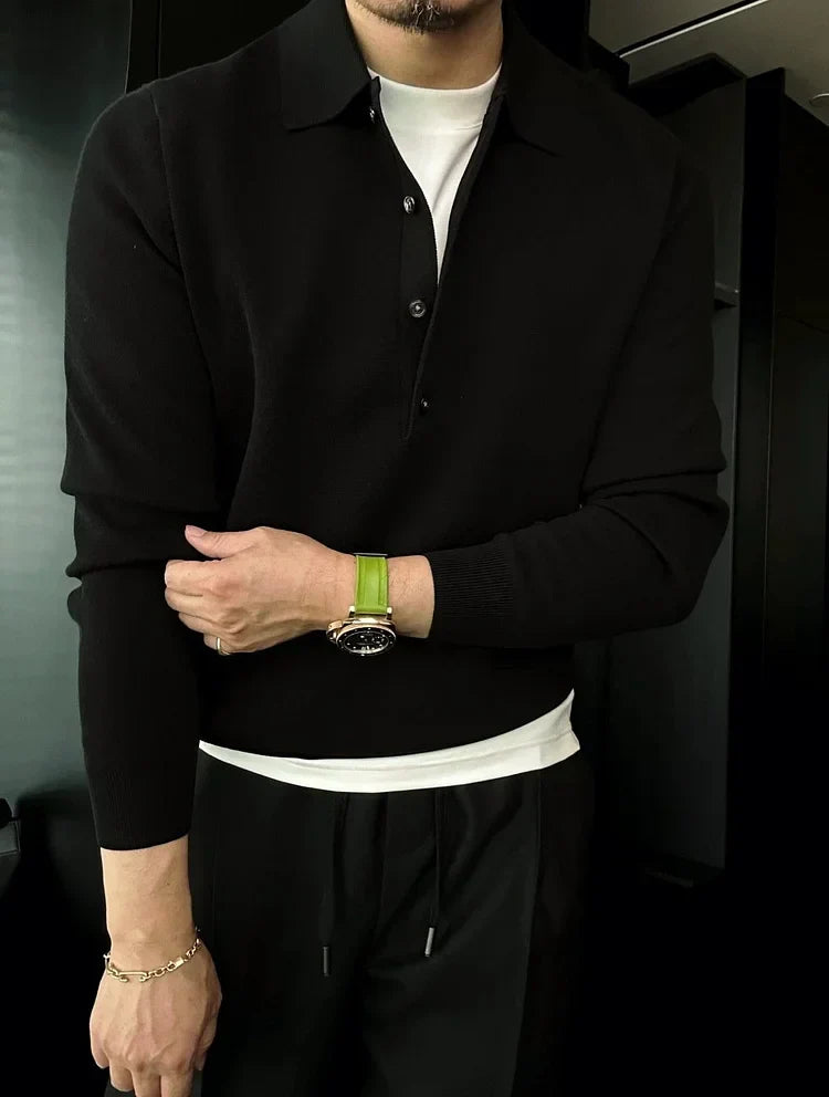 Martino Di Bernardo™ Maglione polo a maniche lunghe in maglia da uomo