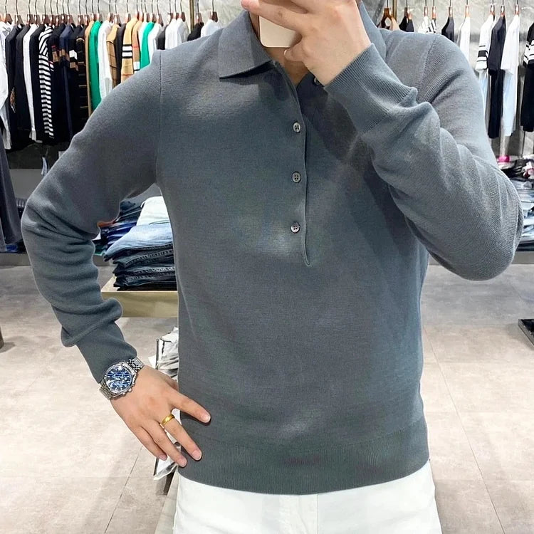 Martino Di Bernardo™ Maglione polo a maniche lunghe in maglia da uomo