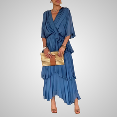 Moira Corda™ Abito elegante a strati con scollo a V