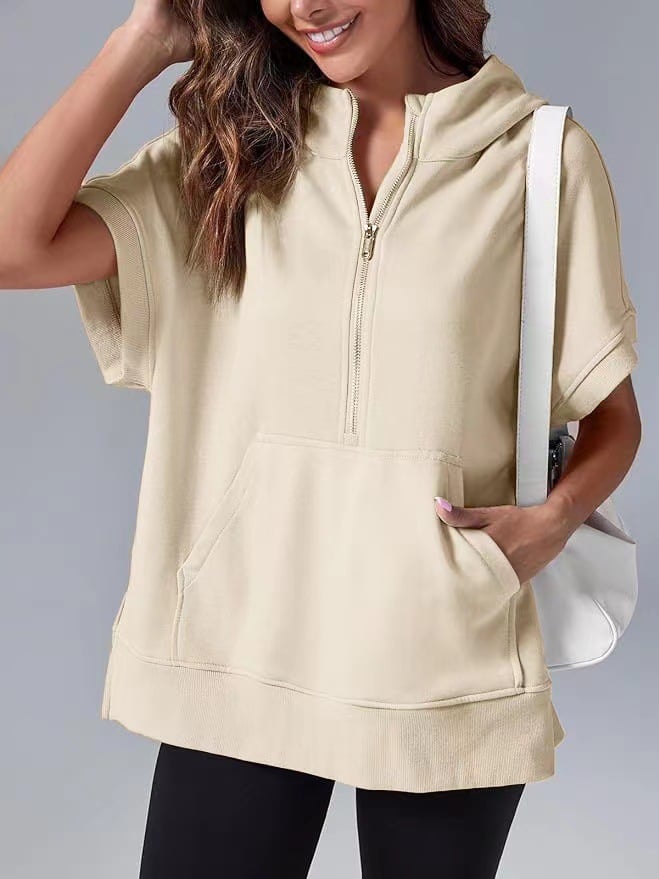Molly™ Camicia casual oversize con mezza zip