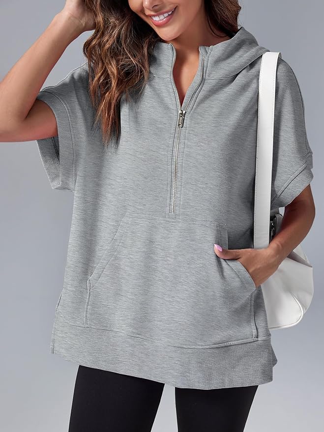 Molly™ Camicia casual oversize con mezza zip