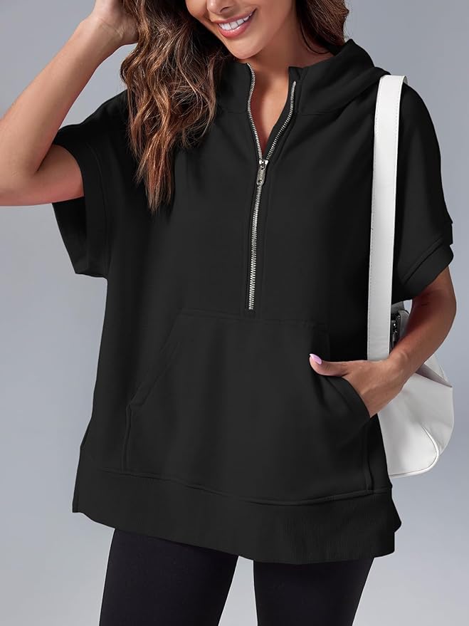 Molly™ Camicia casual oversize con mezza zip