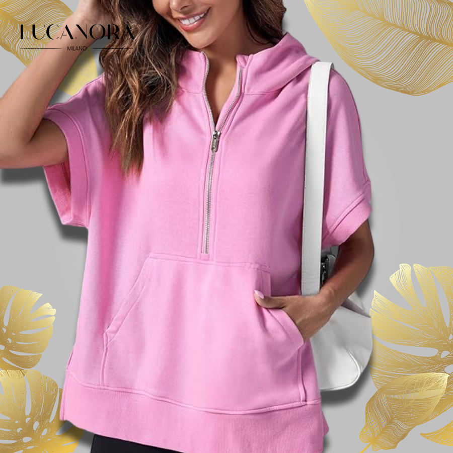 Molly™ Camicia casual oversize con mezza zip