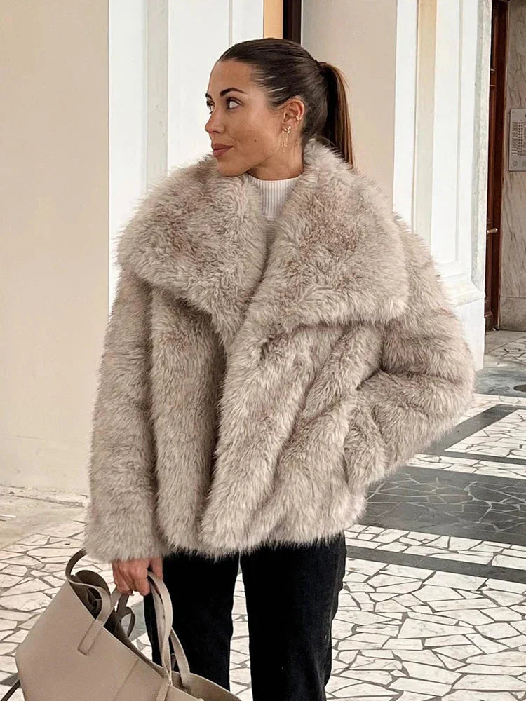 Morgana™ Elegante cappotto in pelliccia sintetica