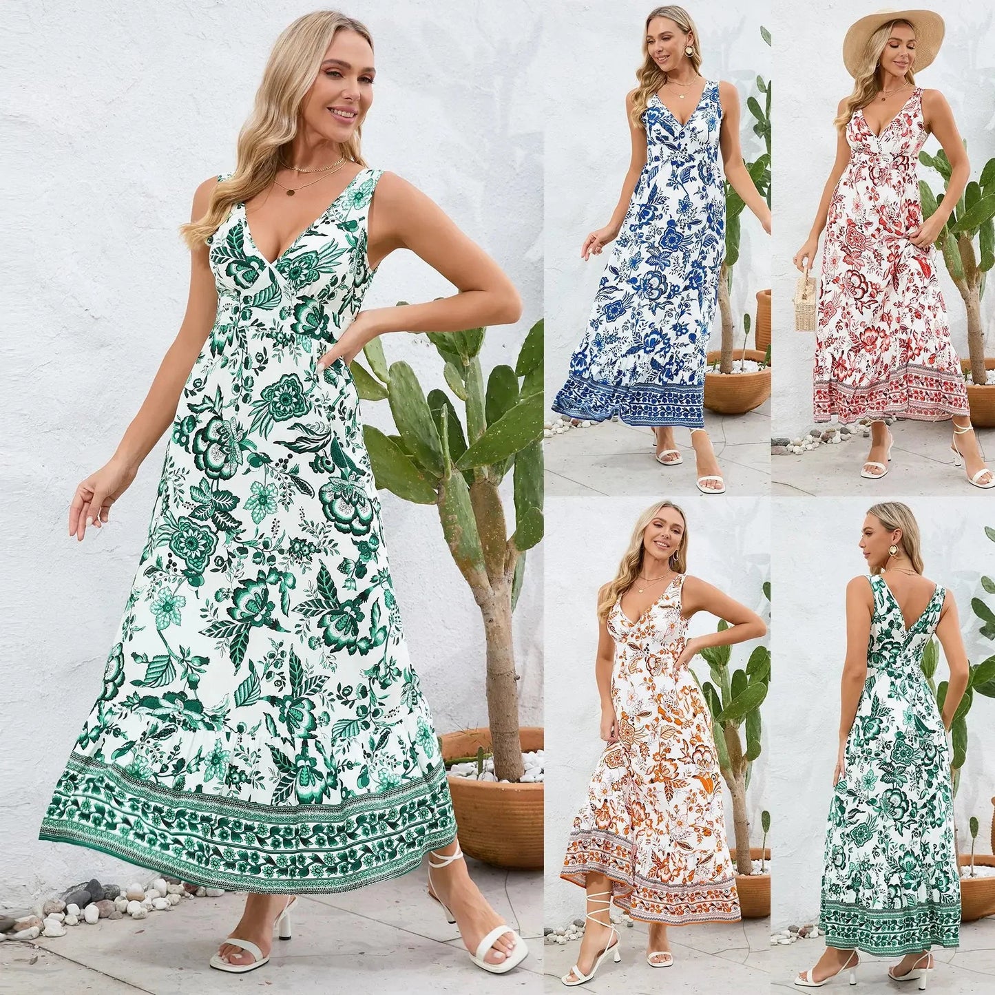 Myla™ Maxi abito estivo con stampa floreale vintage