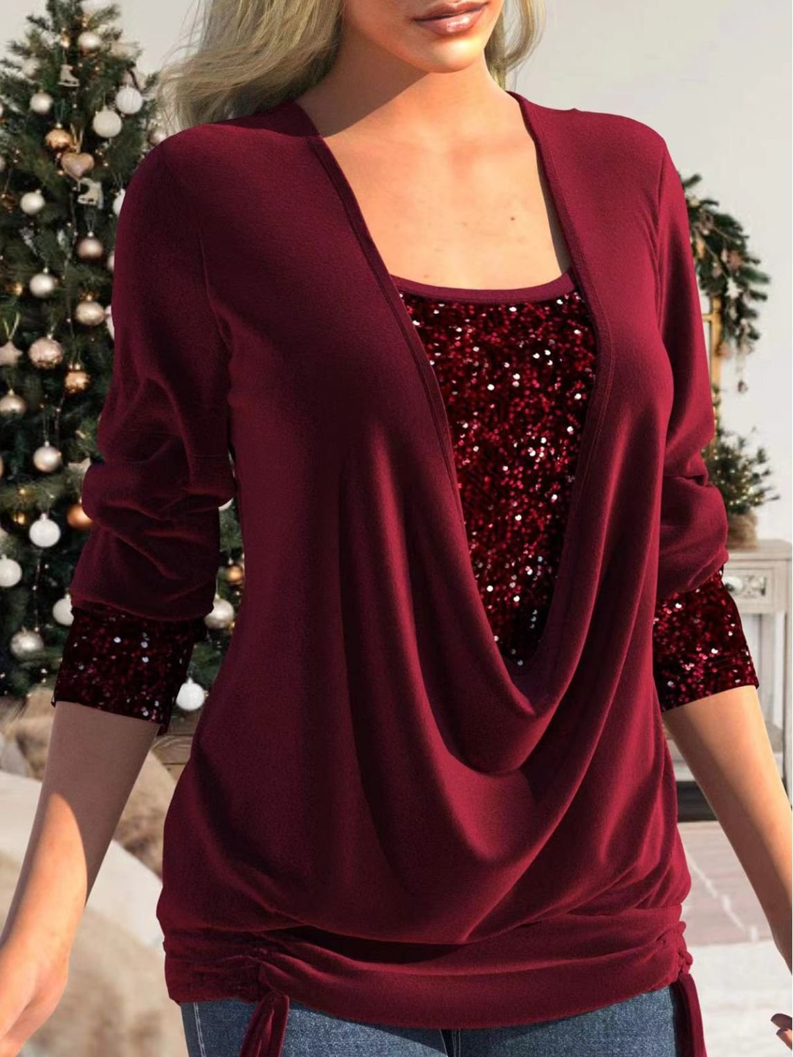 Natale Spirit™️ Maglione ampio in broccato
