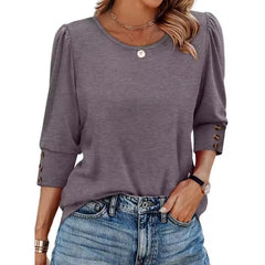 Neiva Maiocco™ Blusa elegante casual da donna con maniche a 3/4