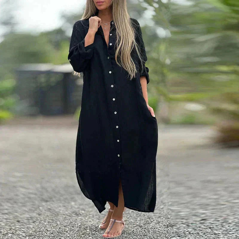 Nevaeh™ Camicia casual button-down con abito lungo