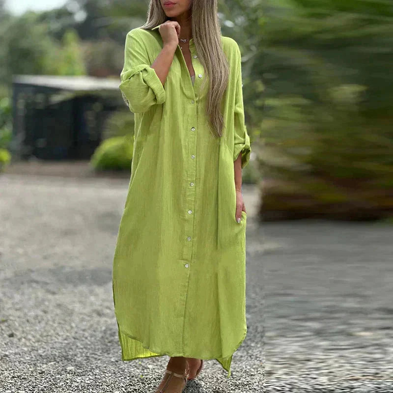 Nevaeh™ Camicia casual button-down con abito lungo