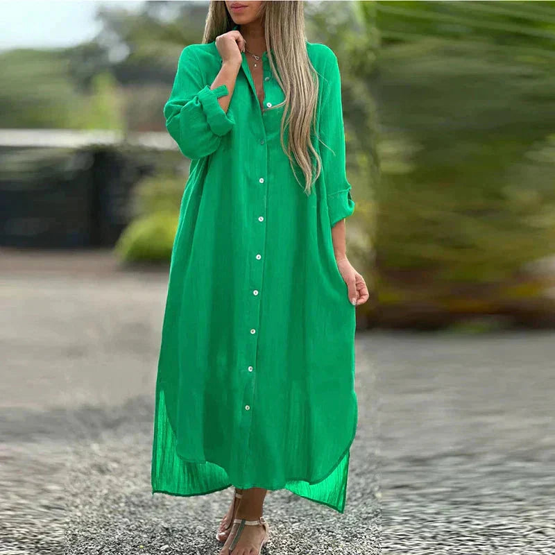 Nevaeh™ Camicia casual button-down con abito lungo
