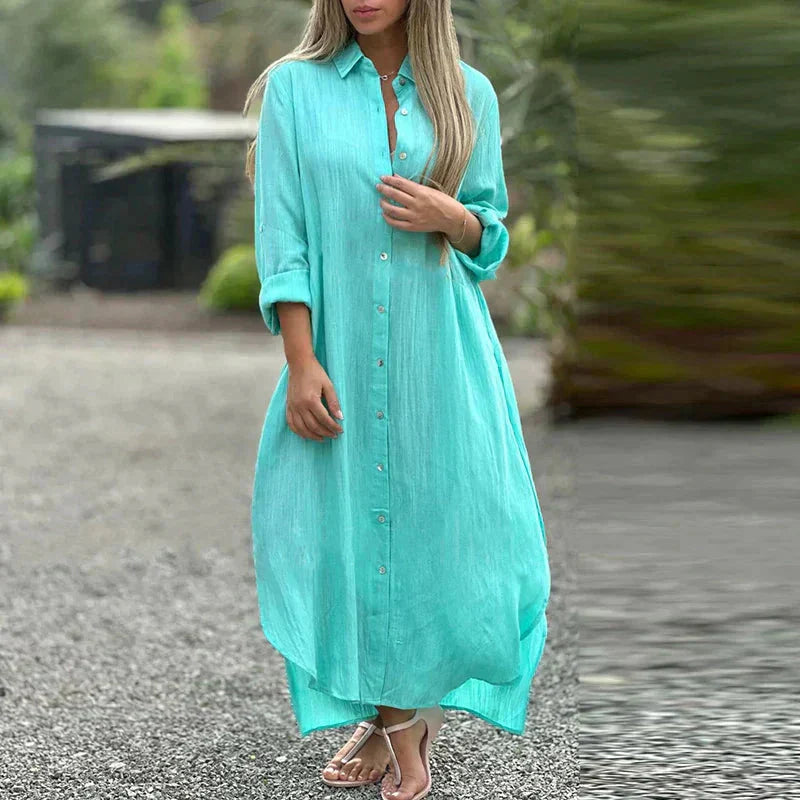 Nevaeh™ Camicia casual button-down con abito lungo