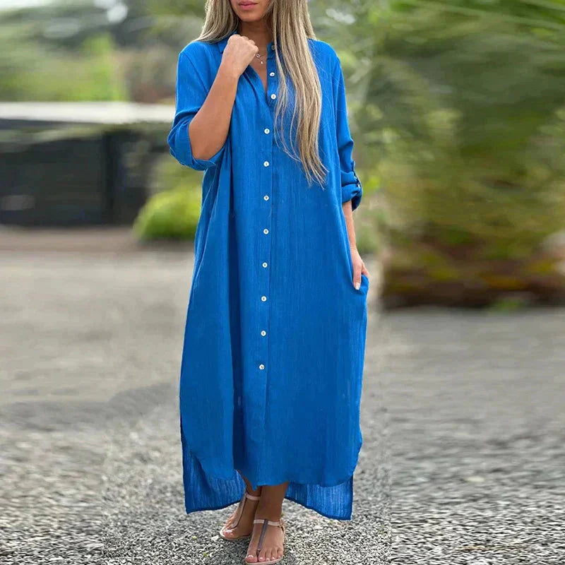 Nevaeh™ Camicia casual button-down con abito lungo