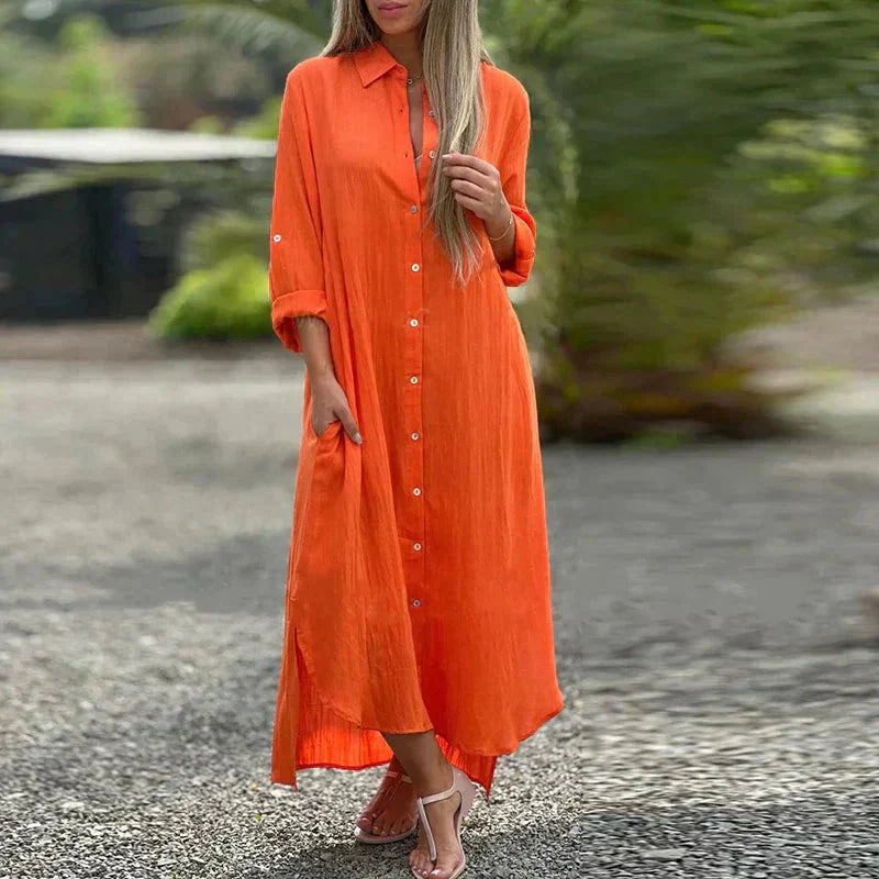 Nevaeh™ Camicia casual button-down con abito lungo