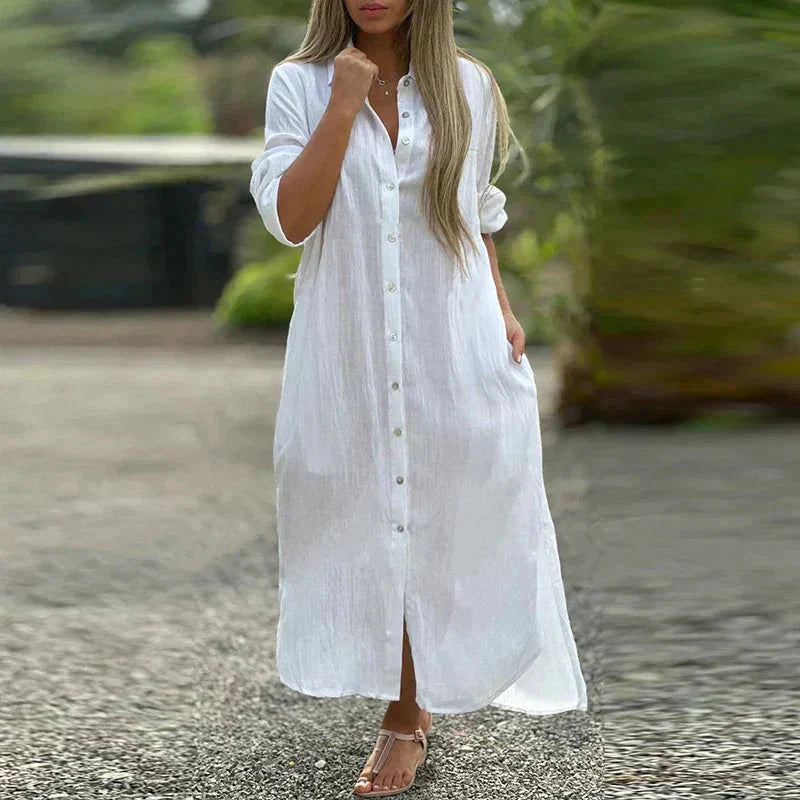 Nevaeh™ Camicia casual button-down con abito lungo