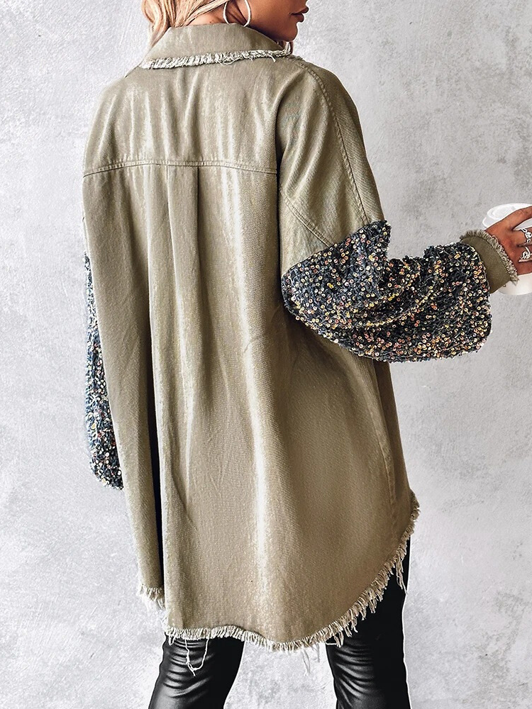 Nicla Bottari™ Giacca in denim con paillettes a contrasto