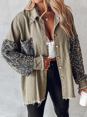 Nicla Bottari™ Giacca in denim con paillettes a contrasto