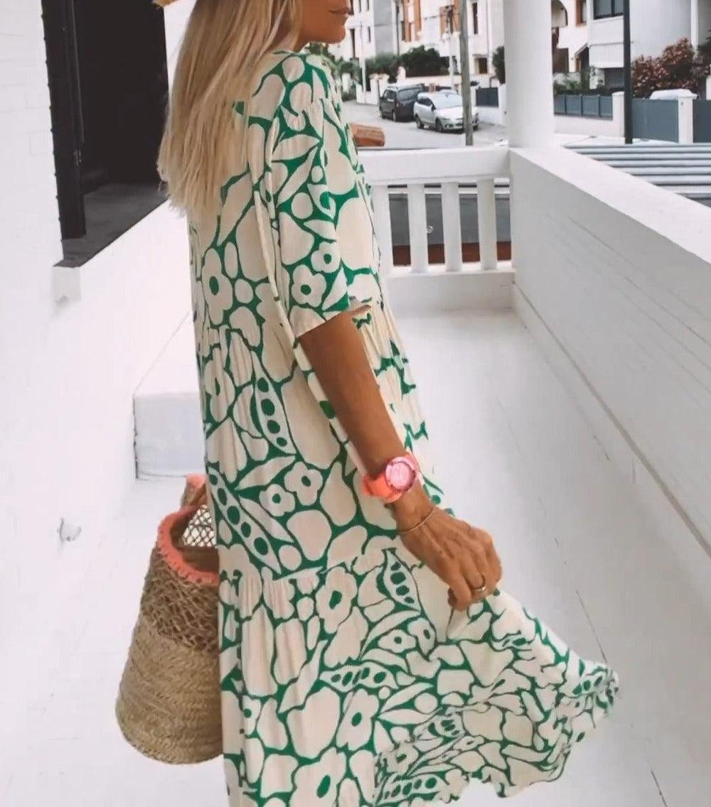 Nilda Mazzi™ Confortevole maxi abito a maniche corte