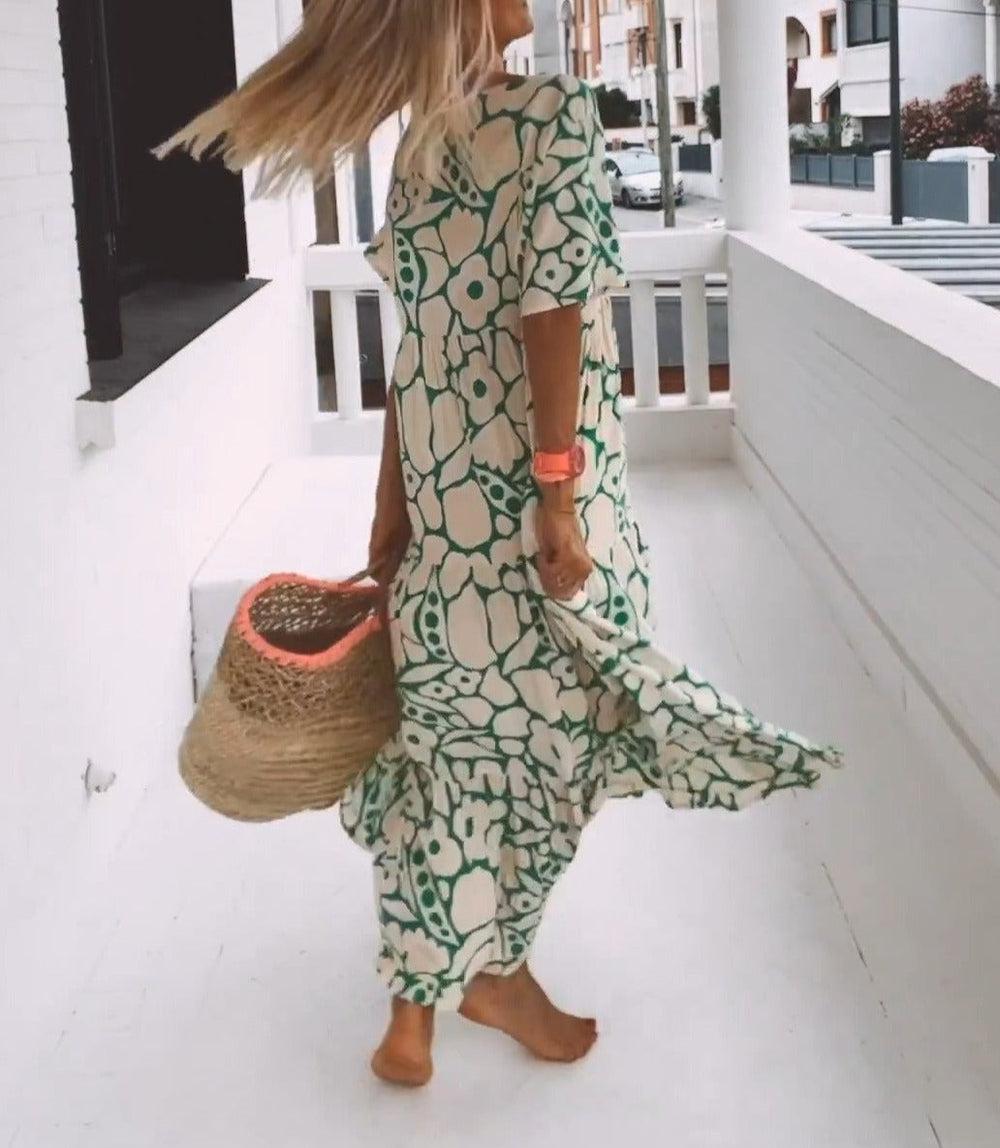 Nilda Mazzi™ Confortevole maxi abito a maniche corte