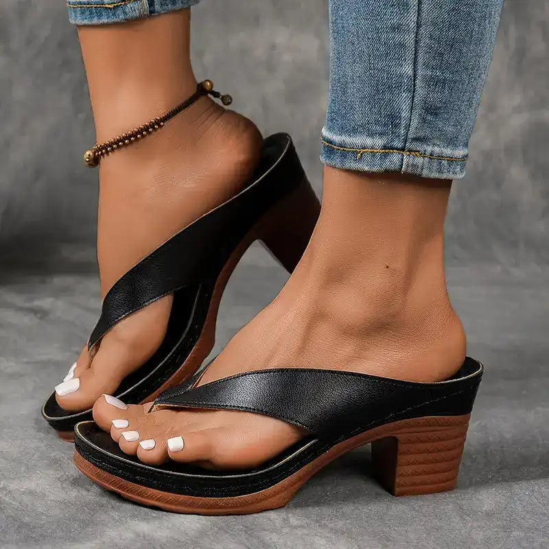 Olivia Vuono™ Infradito con tacco spesso da donna