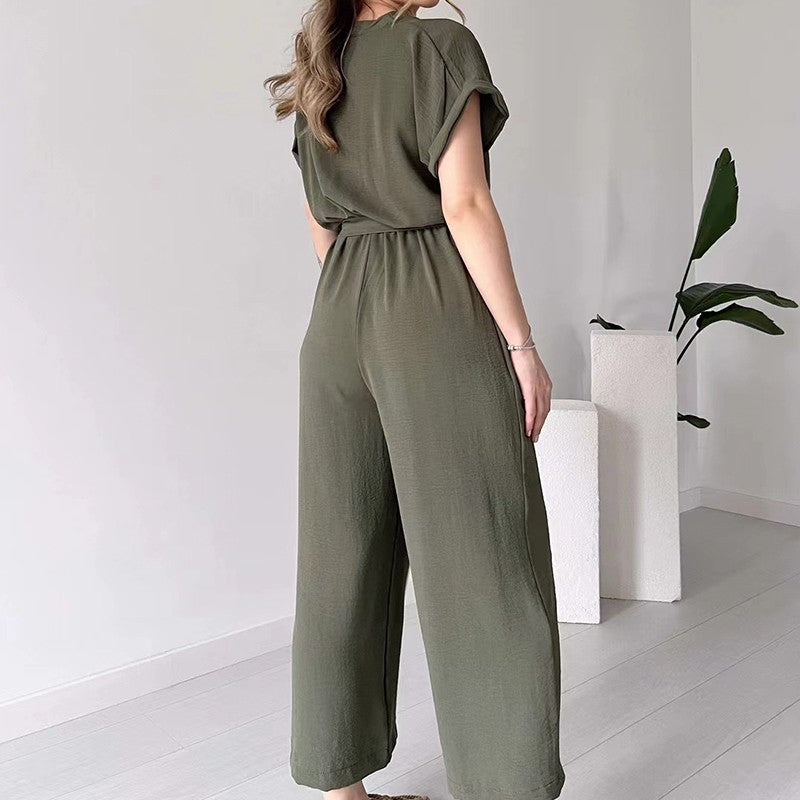 Paulette™ Tuta casual con maniche corte e scollo a V