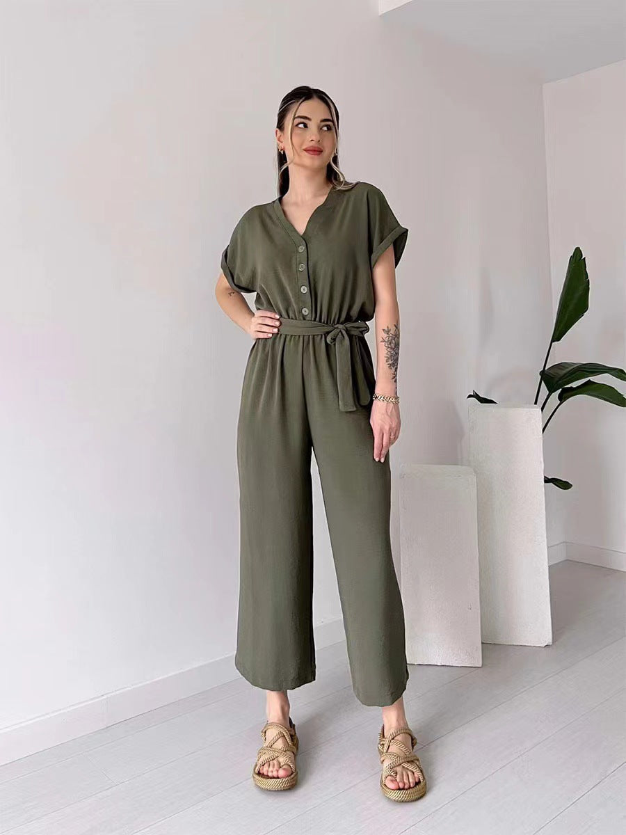 Paulette™ Tuta casual con maniche corte e scollo a V