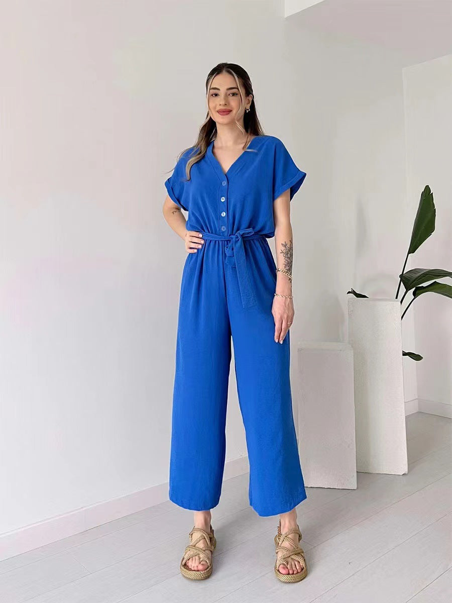 Paulette™ Tuta casual con maniche corte e scollo a V