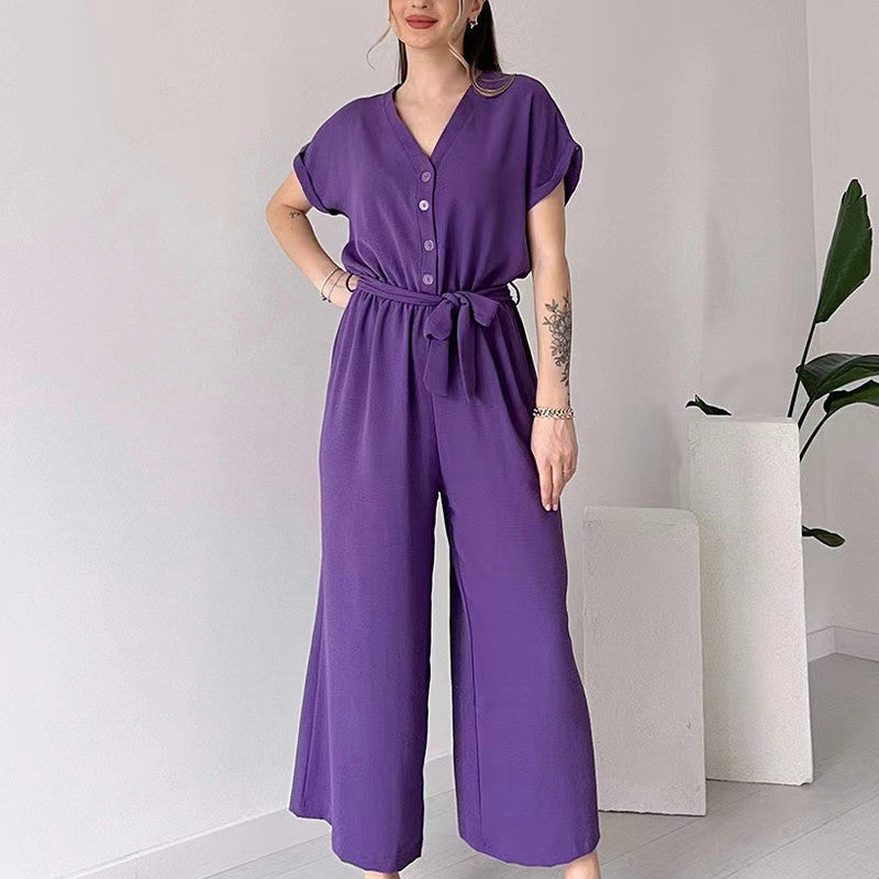 Paulette™ Tuta casual con maniche corte e scollo a V