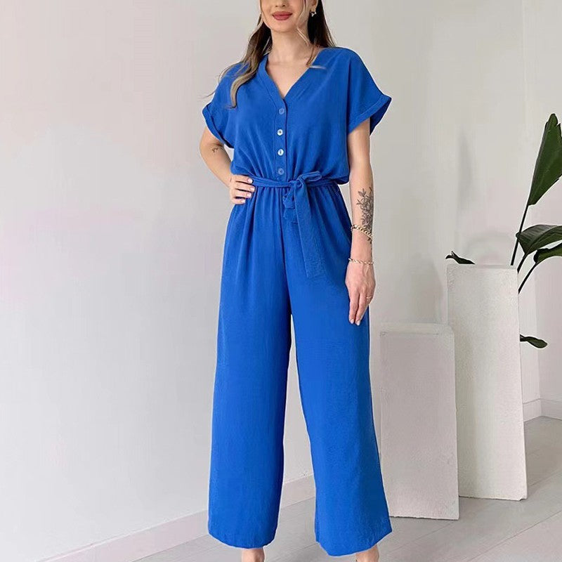 Paulette™ Tuta casual con maniche corte e scollo a V