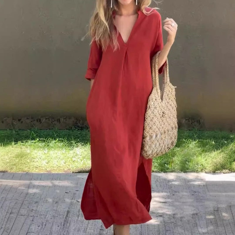 Rosa Pio™ Elegante abito con scollatura a V