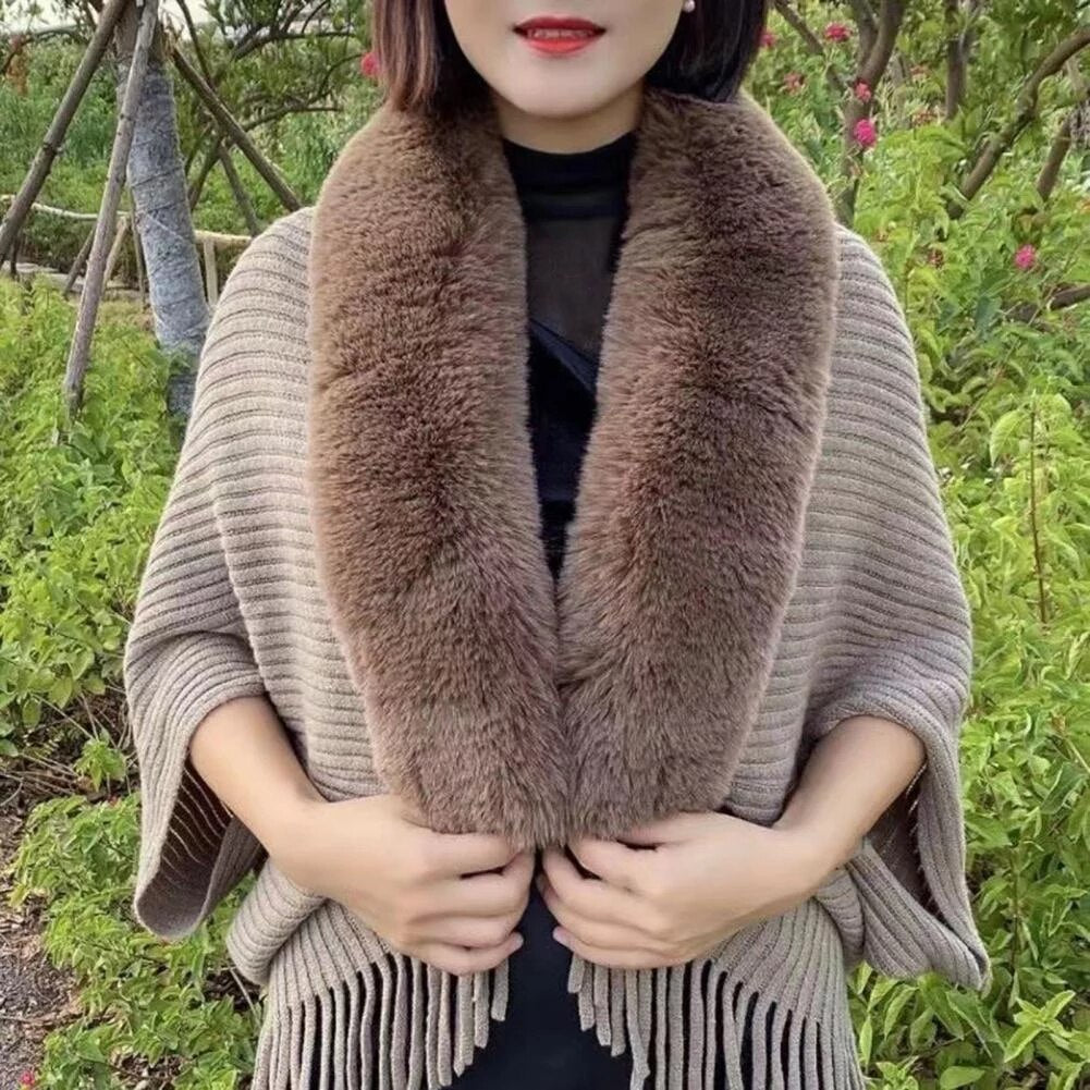 Rosine Robiquet™ Sciarpa e maglione trendy 2 in 1 con collo in pelliccia