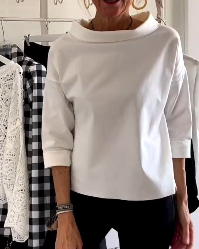 Sabina Argiro™ T-shirt alla moda con mezzo dolcevita