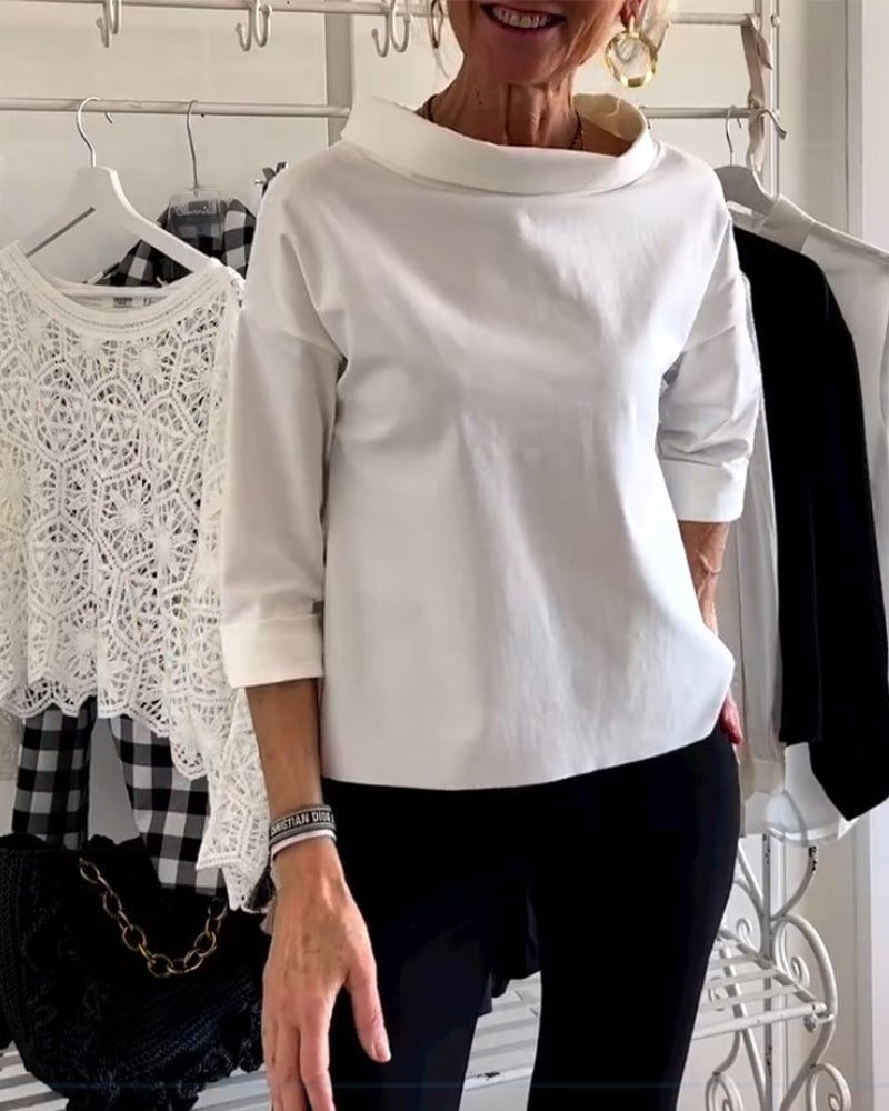 Sabina Argiro™ T-shirt alla moda con mezzo dolcevita
