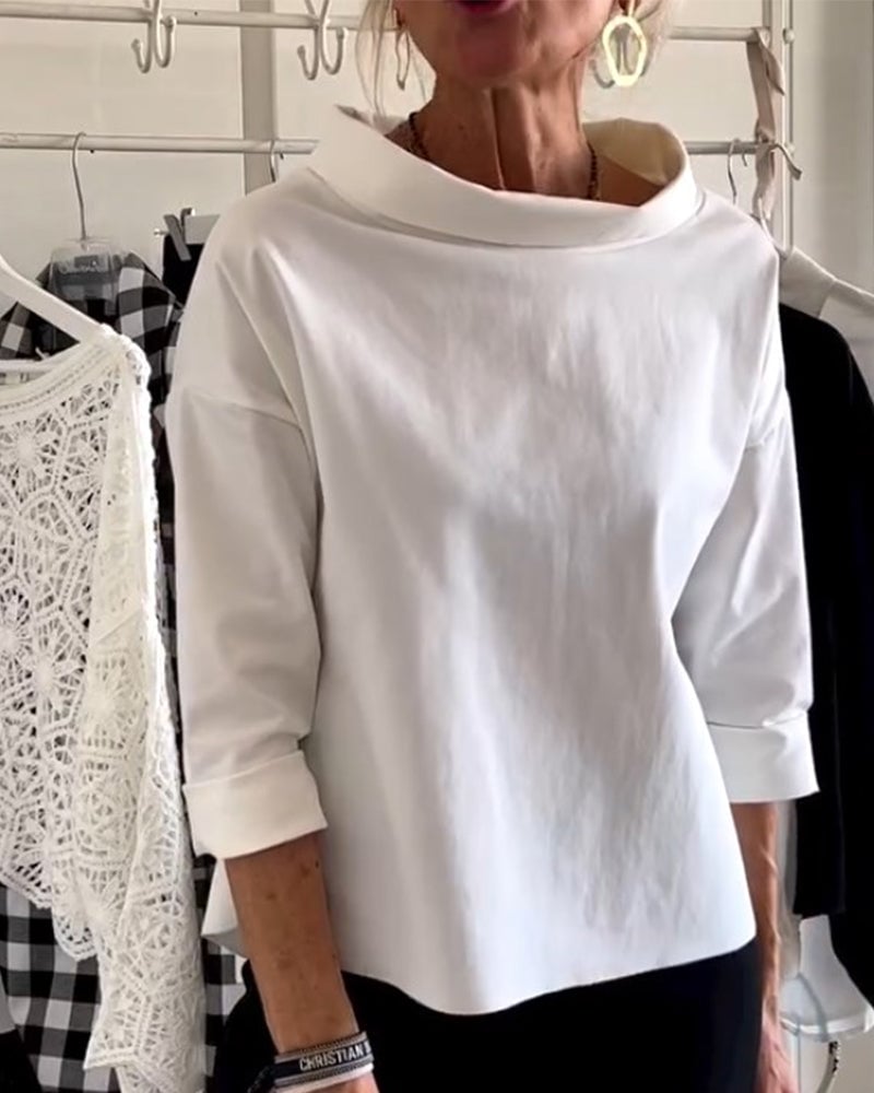 Sabina Argiro™ T-shirt alla moda con mezzo dolcevita