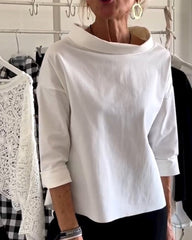 Sabina Argiro™ T-shirt alla moda con mezzo dolcevita