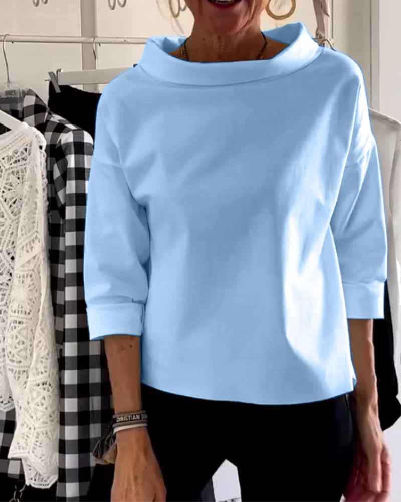 Sabina Argiro™ T-shirt alla moda con mezzo dolcevita