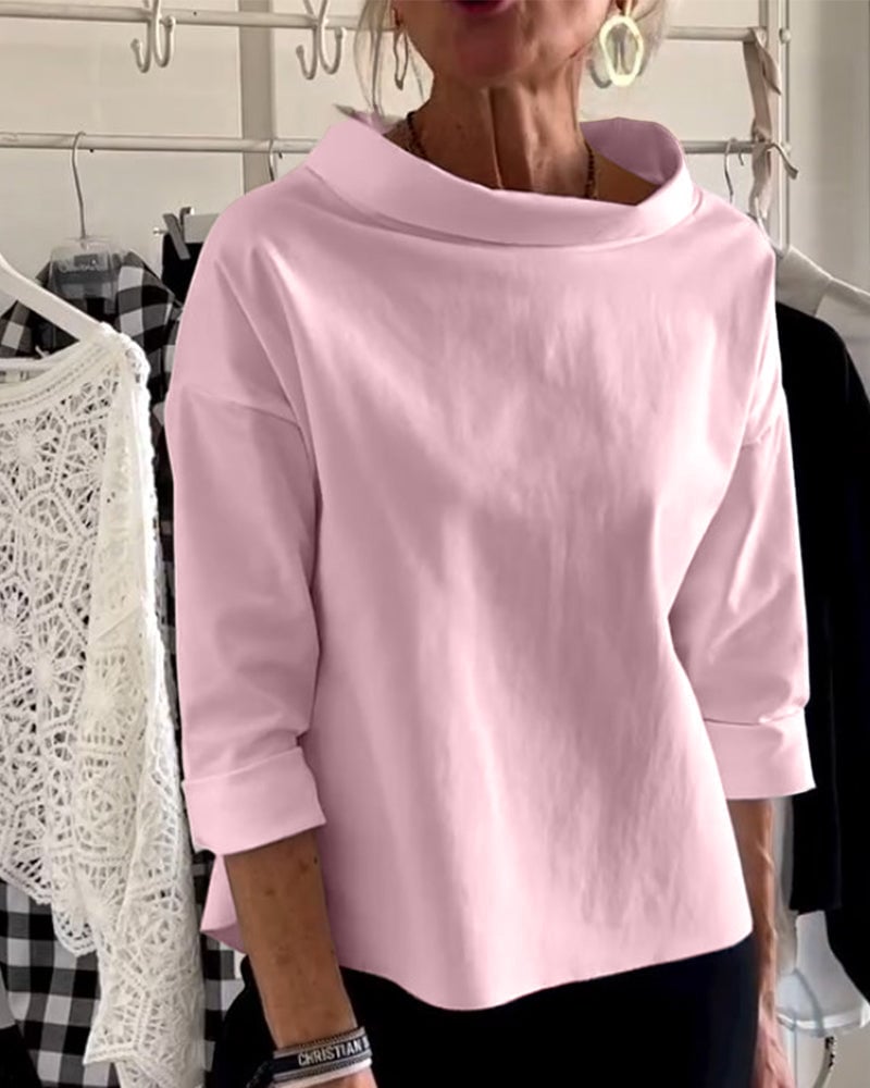 Sabina Argiro™ T-shirt alla moda con mezzo dolcevita