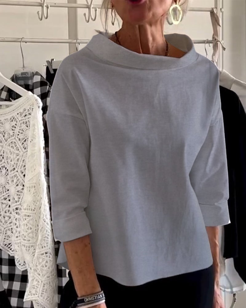 Sabina Argiro™ T-shirt alla moda con mezzo dolcevita